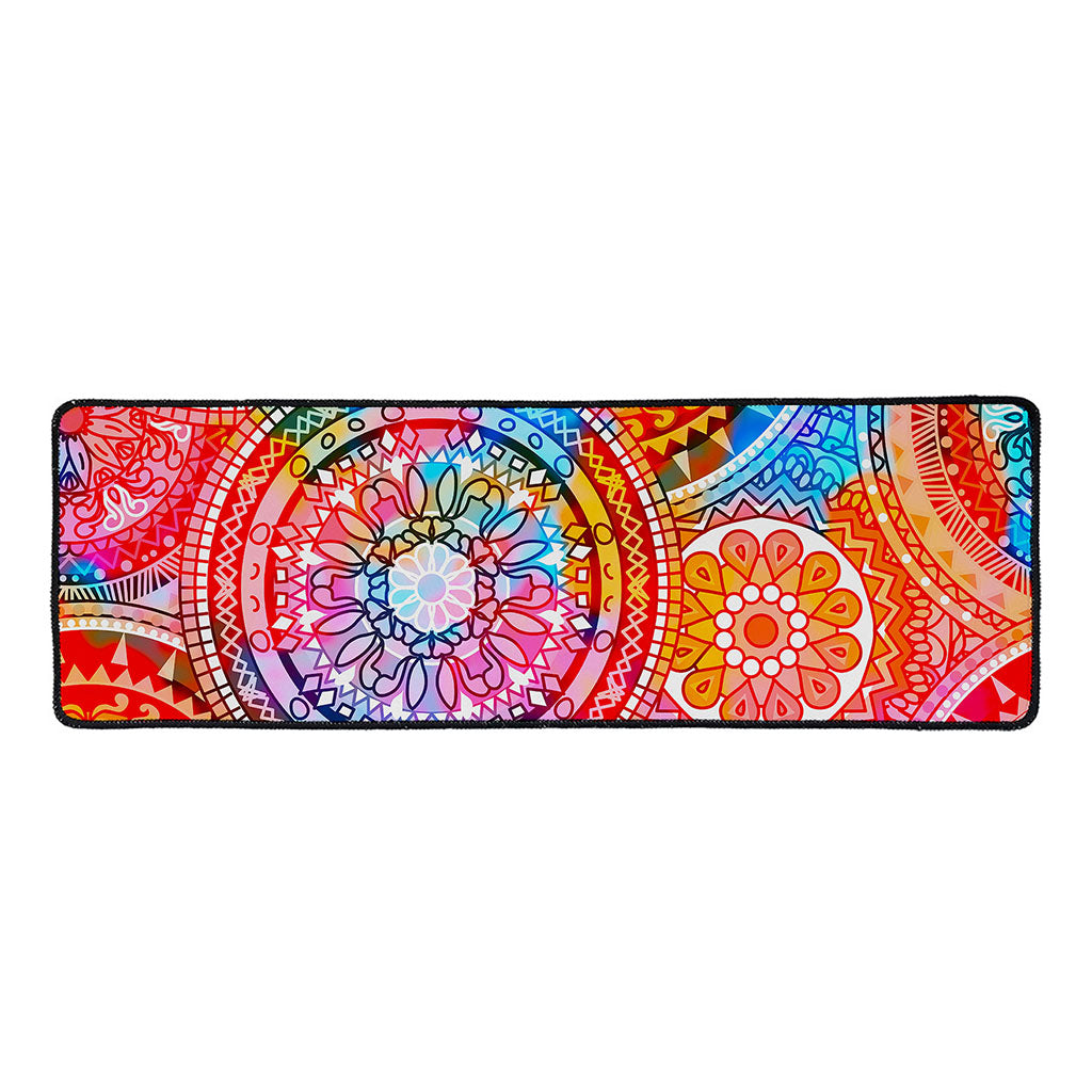 Colorful Circle Mandala Print Long Kitchen Mat