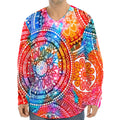 Colorful Circle Mandala Print Long Sleeve Baseball Jersey