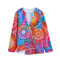 Colorful Circle Mandala Print Long Sleeve Short Coat