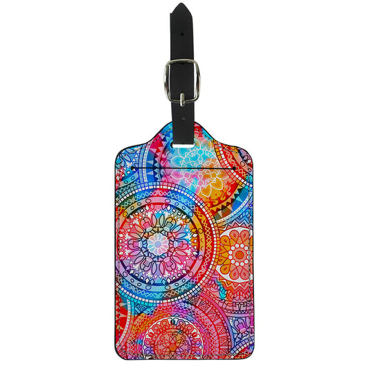 Colorful Circle Mandala Print Luggage Tag