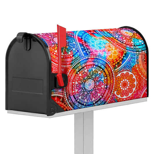Colorful Circle Mandala Print Mailbox Cover