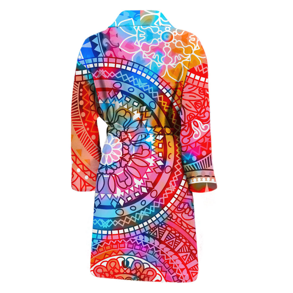 Colorful Circle Mandala Print Men's Bathrobe