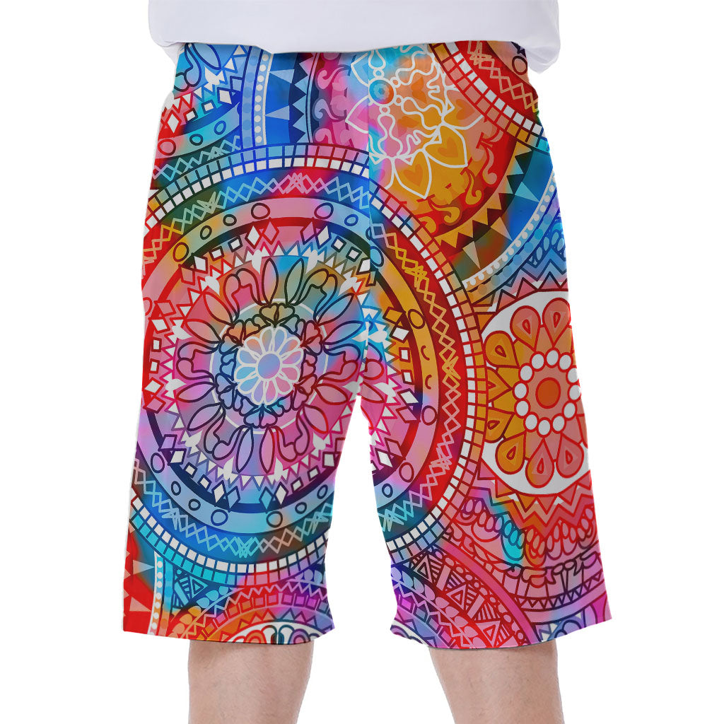 Colorful Circle Mandala Print Men's Beach Shorts