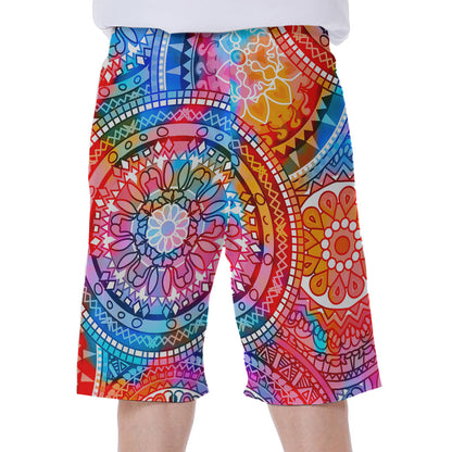 Colorful Circle Mandala Print Men's Beach Shorts
