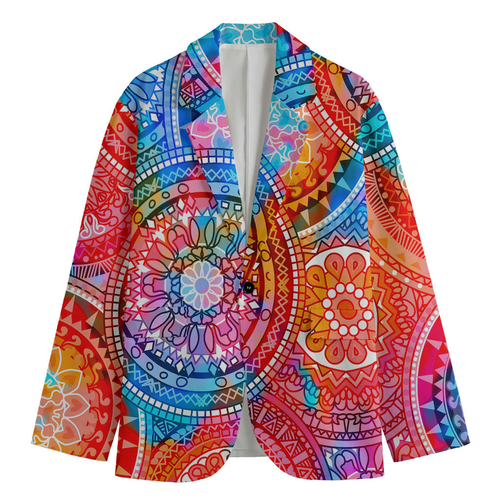 Colorful Circle Mandala Print Men's Blazer