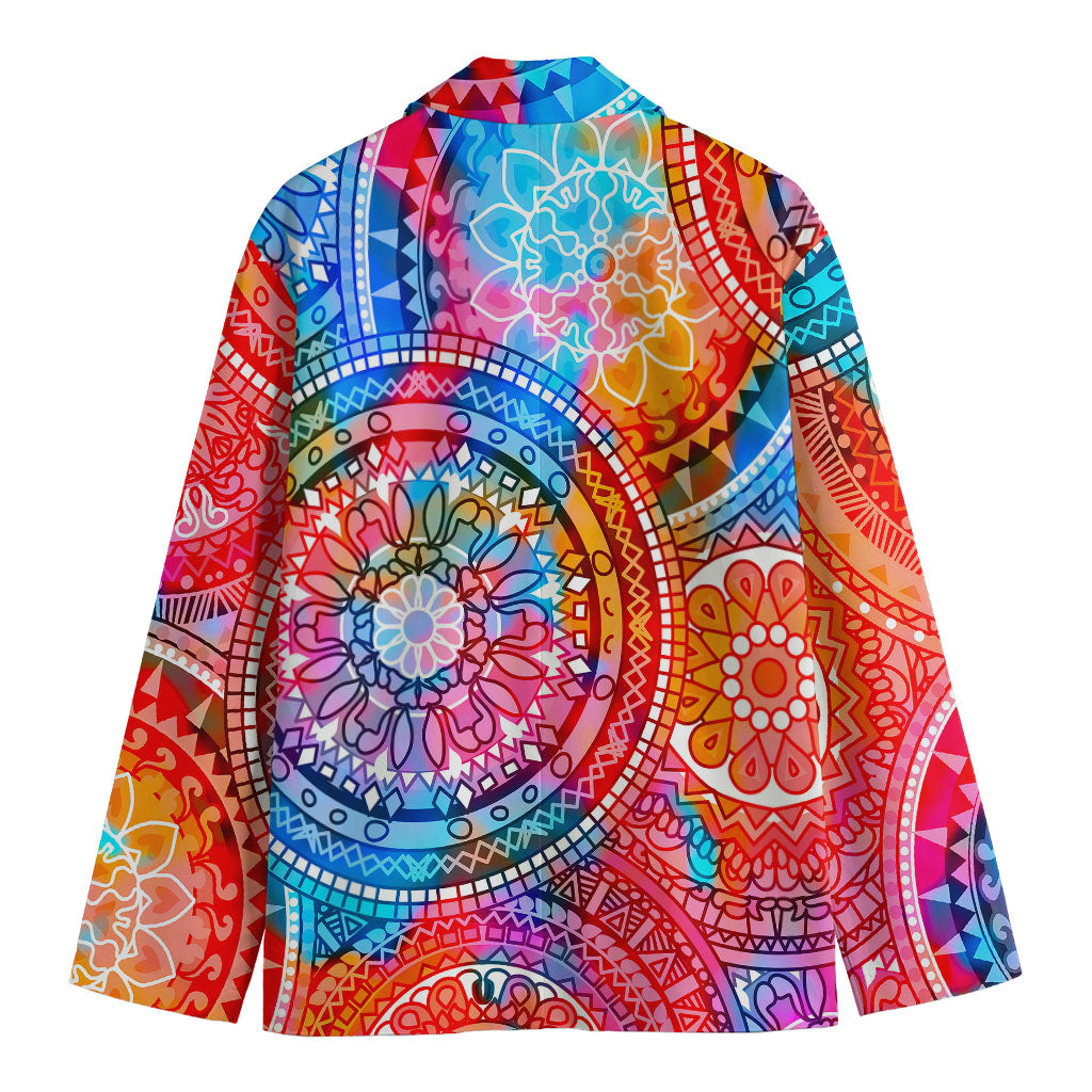 Colorful Circle Mandala Print Men's Blazer