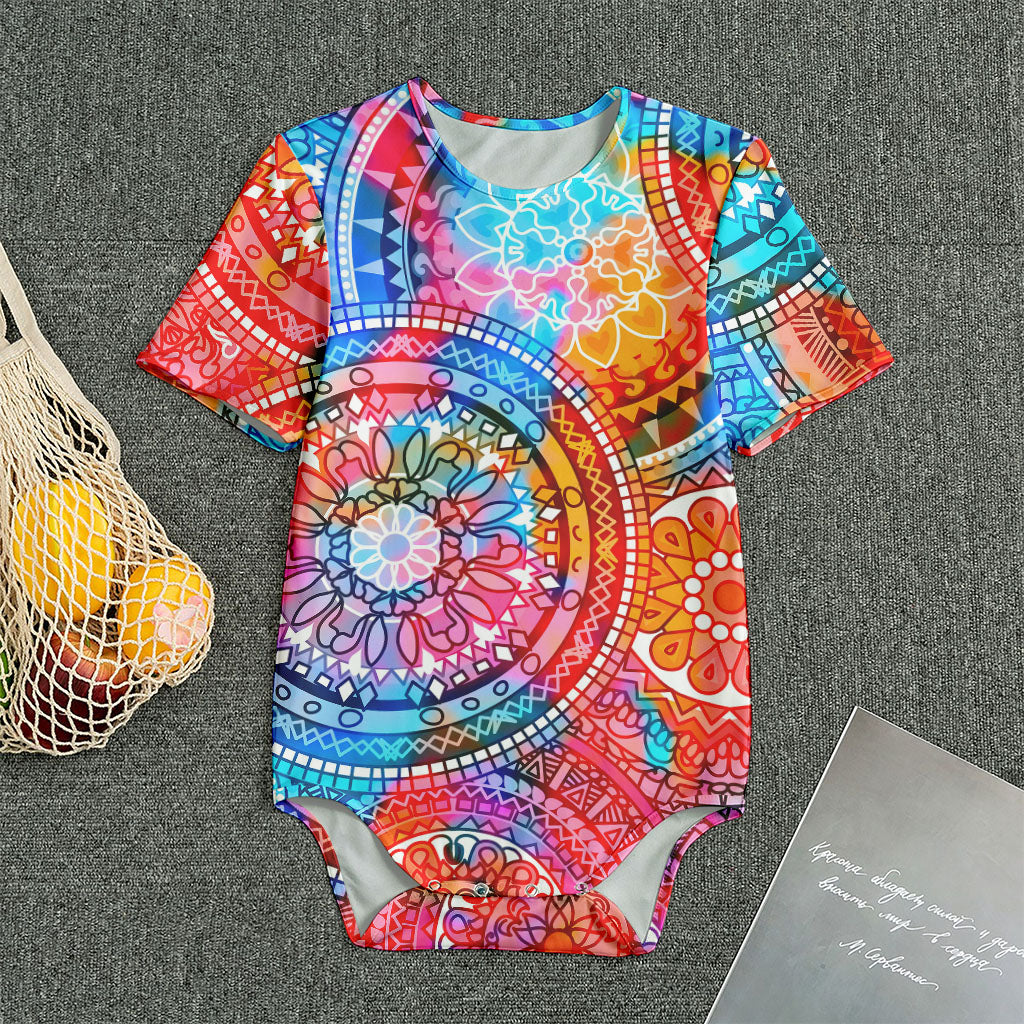 Colorful Circle Mandala Print Men's Bodysuit