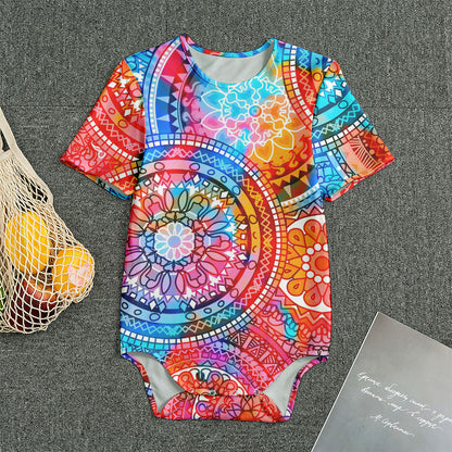 Colorful Circle Mandala Print Men's Bodysuit