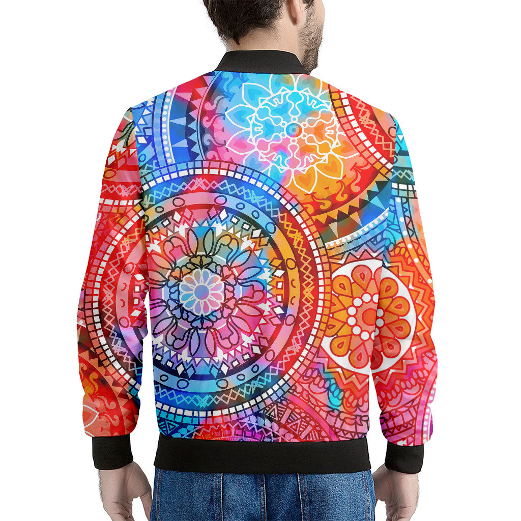 Colorful Circle Mandala Print Men's Bomber Jacket