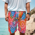 Colorful Circle Mandala Print Men's Cargo Shorts