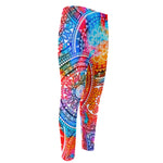 Colorful Circle Mandala Print Men's Compression Pants