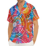 Colorful Circle Mandala Print Men's Deep V-Neck Shirt