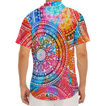 Colorful Circle Mandala Print Men's Deep V-Neck Shirt
