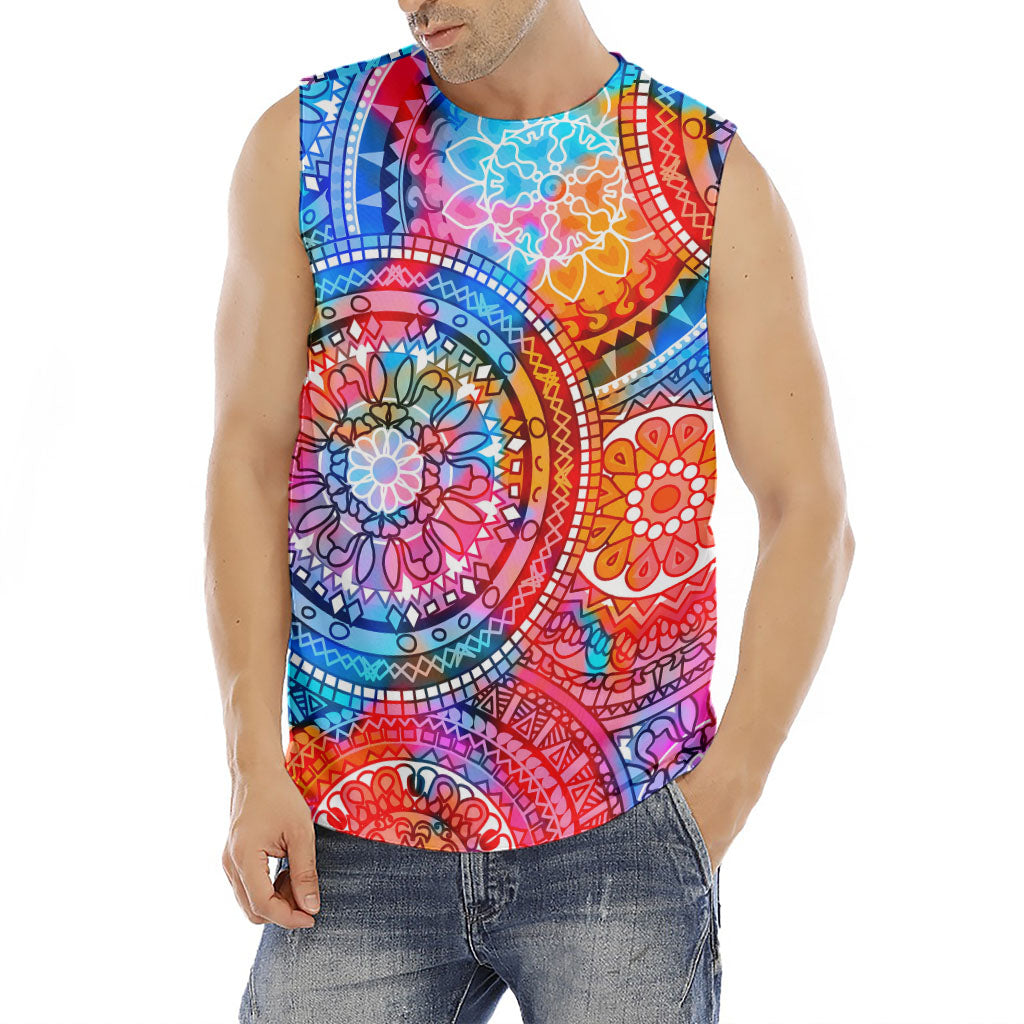 Colorful Circle Mandala Print Men's Fitness Tank Top
