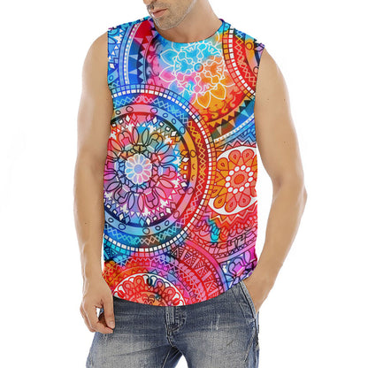 Colorful Circle Mandala Print Men's Fitness Tank Top