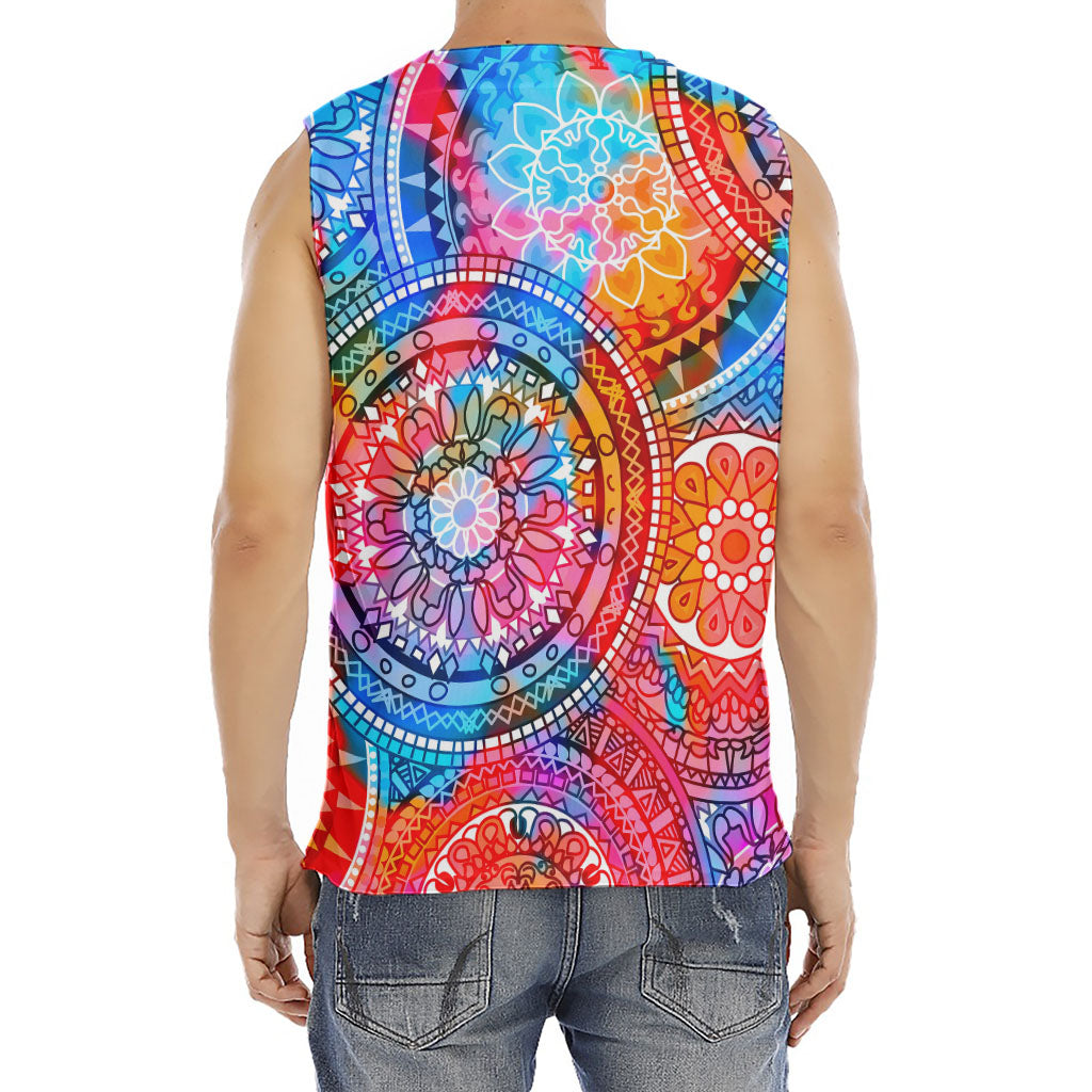 Colorful Circle Mandala Print Men's Fitness Tank Top