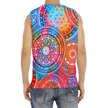 Colorful Circle Mandala Print Men's Fitness Tank Top