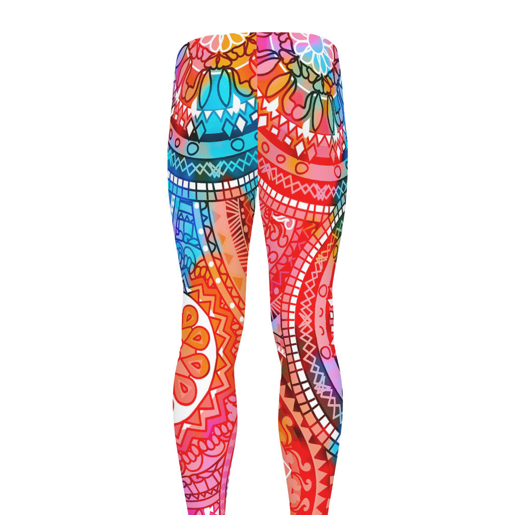 Colorful Circle Mandala Print Men's leggings