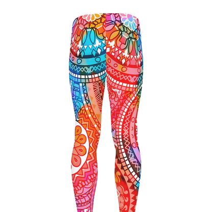 Colorful Circle Mandala Print Men's leggings