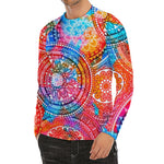 Colorful Circle Mandala Print Men's Long Sleeve Rash Guard