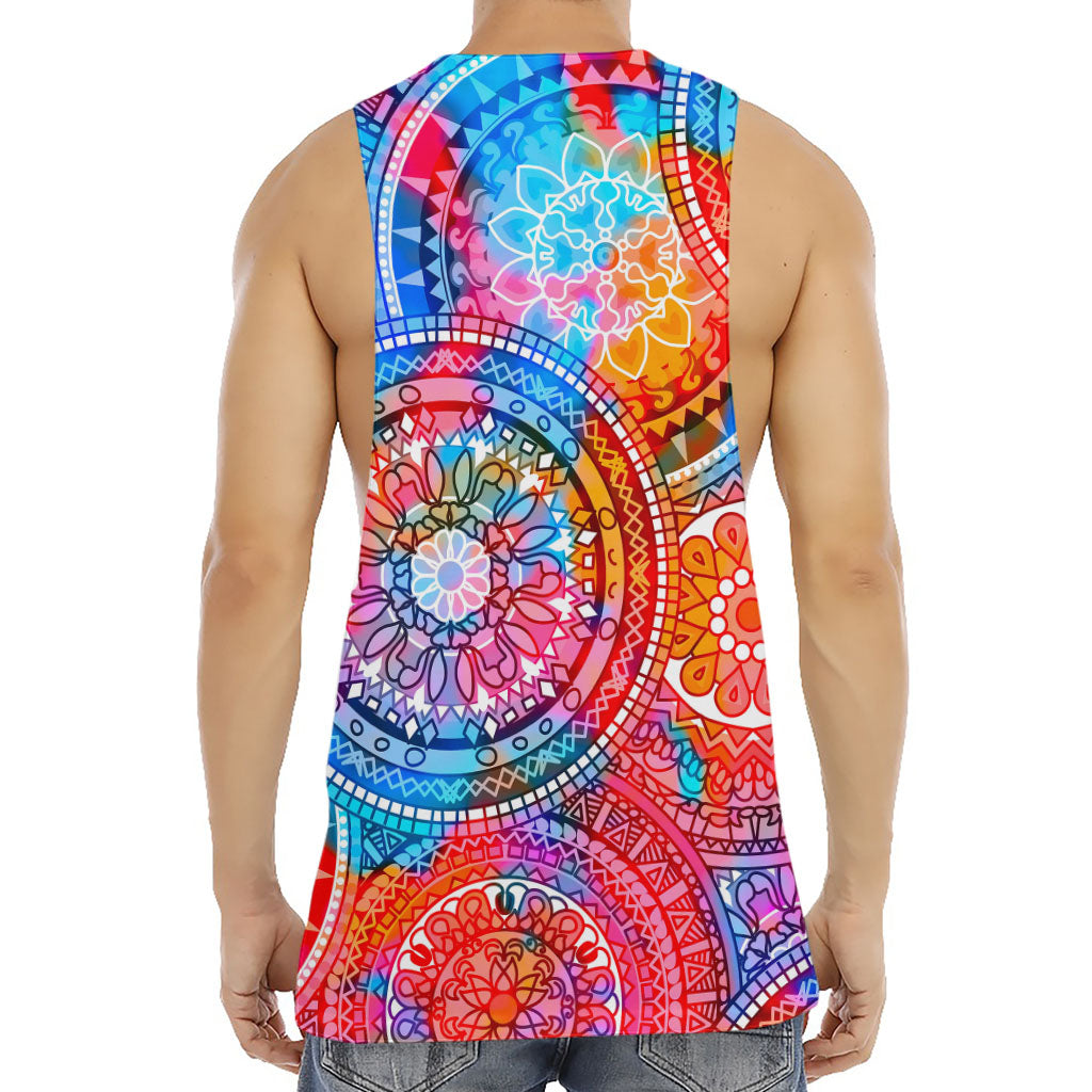 Colorful Circle Mandala Print Men's Muscle Tank Top