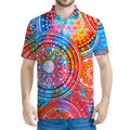 Colorful Circle Mandala Print Men's Polo Shirt