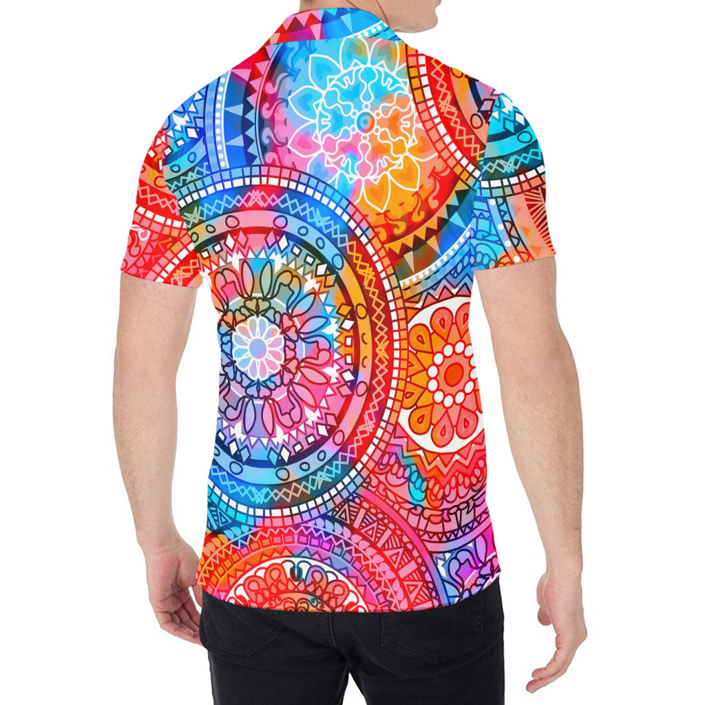 Colorful Circle Mandala Print Men's Shirt