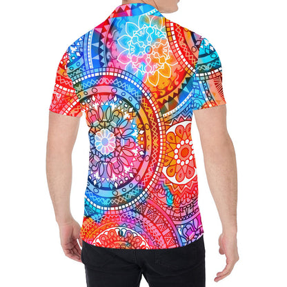 Colorful Circle Mandala Print Men's Shirt
