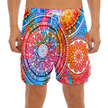 Colorful Circle Mandala Print Men's Split Running Shorts