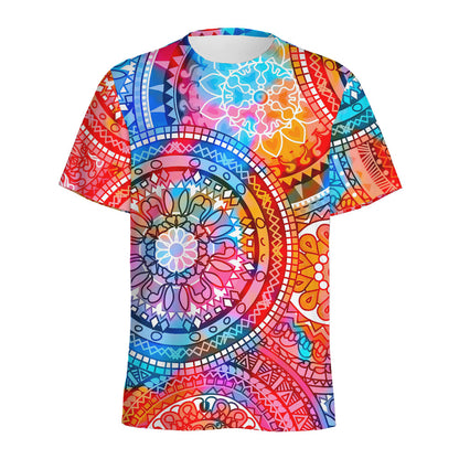 Colorful Circle Mandala Print Men's Sports T-Shirt
