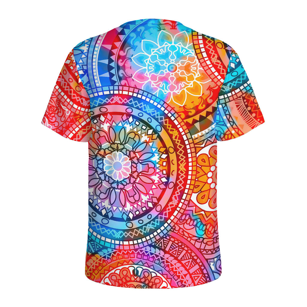 Colorful Circle Mandala Print Men's Sports T-Shirt