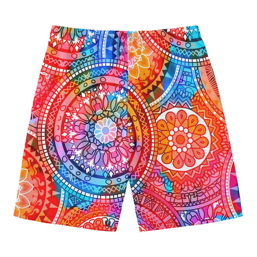 Colorful Circle Mandala Print Men's Swim Trunks