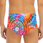 Colorful Circle Mandala Print Men's Triangle Swim Briefs
