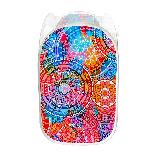 Colorful Circle Mandala Print Mesh Laundry Hamper