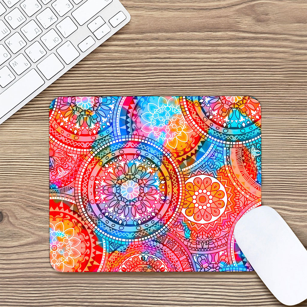 Colorful Circle Mandala Print Mouse Pad