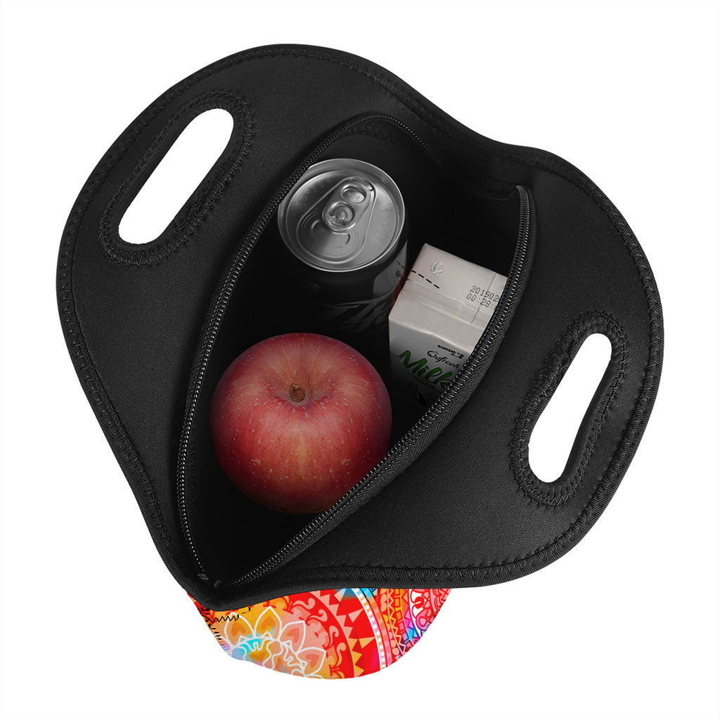 Colorful Circle Mandala Print Neoprene Lunch Bag