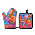 Colorful Circle Mandala Print Oven Mitt And Pot Holder Set