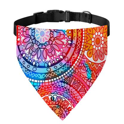 Colorful Circle Mandala Print Over The Collar Dog Bandana
