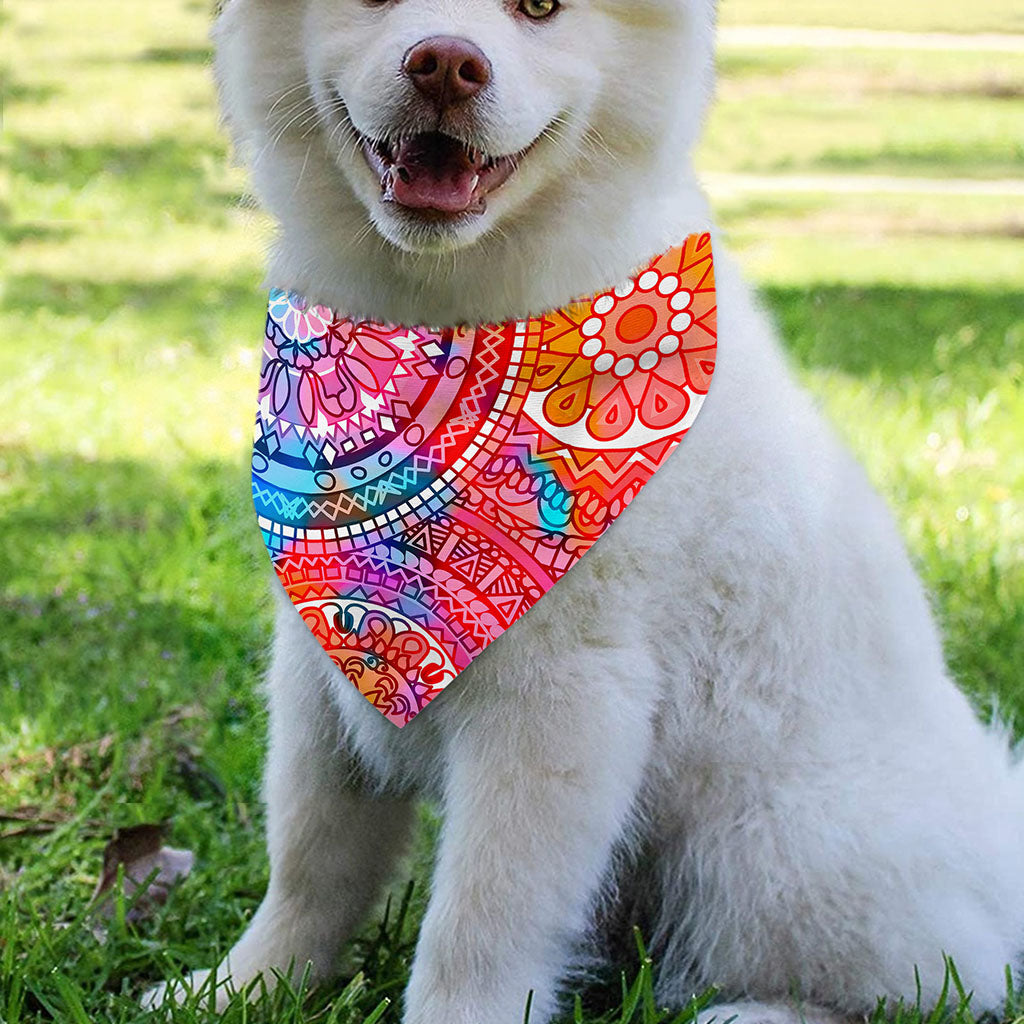 Colorful Circle Mandala Print Over The Collar Dog Bandana