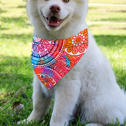 Colorful Circle Mandala Print Over The Collar Dog Bandana