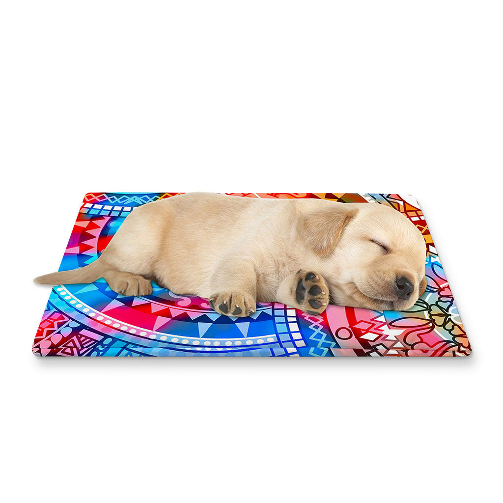 Colorful Circle Mandala Print Pet Cooling Mat Cover
