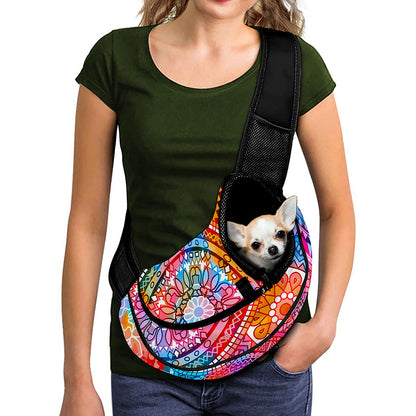 Colorful Circle Mandala Print Pet Sling Carrier