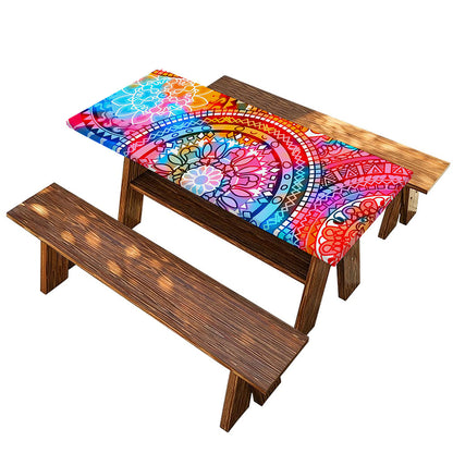 Colorful Circle Mandala Print Picnic Table Cover