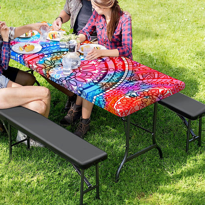 Colorful Circle Mandala Print Picnic Table Cover