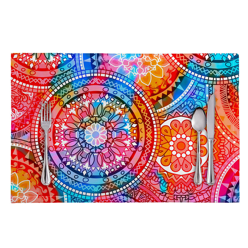 Colorful Circle Mandala Print Placemat