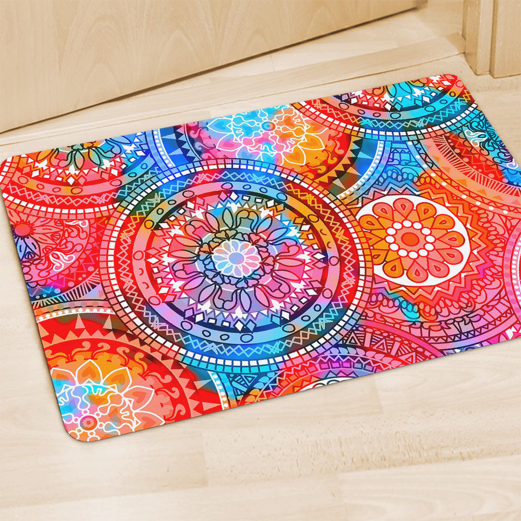 Colorful Circle Mandala Print Polyester Doormat