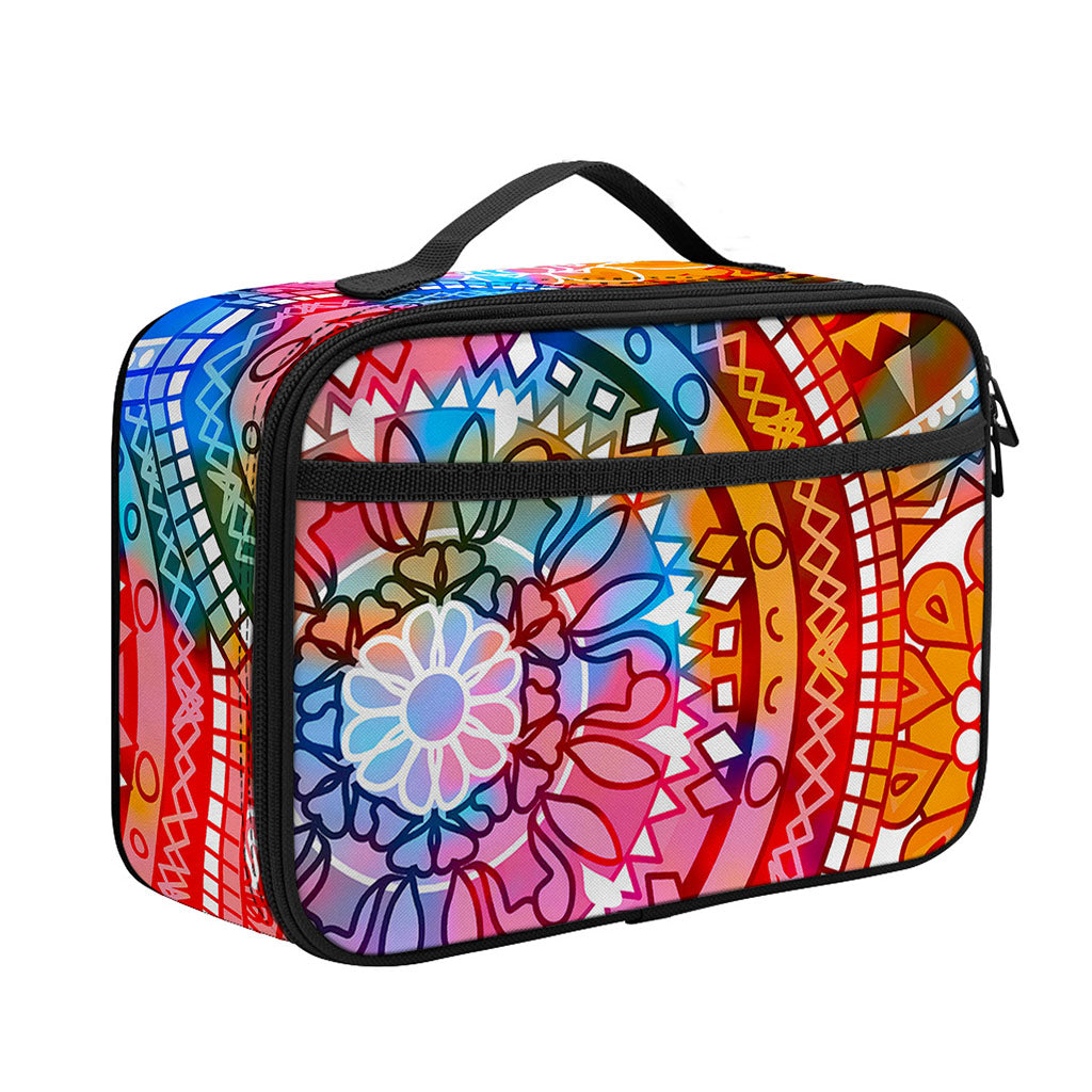 Colorful Circle Mandala Print Portable Lunch Bag
