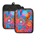 Colorful Circle Mandala Print Pot Holders With Pocket
