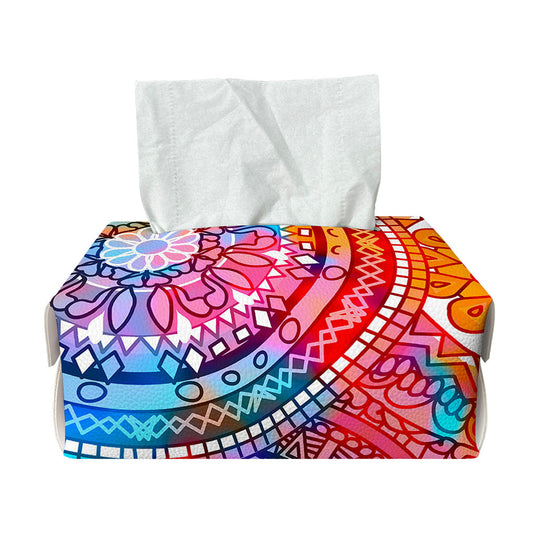 Colorful Circle Mandala Print Rectangle Tissue Box Cover