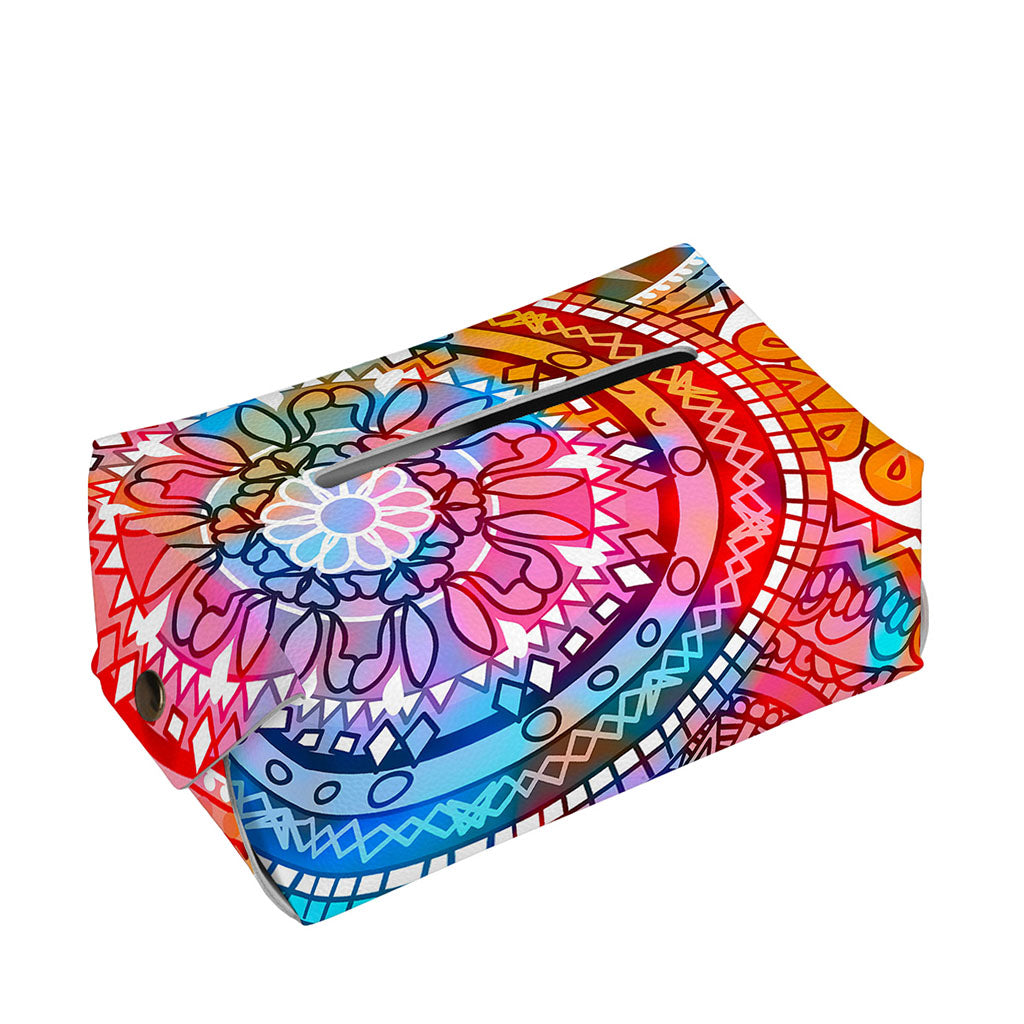 Colorful Circle Mandala Print Rectangle Tissue Box Cover